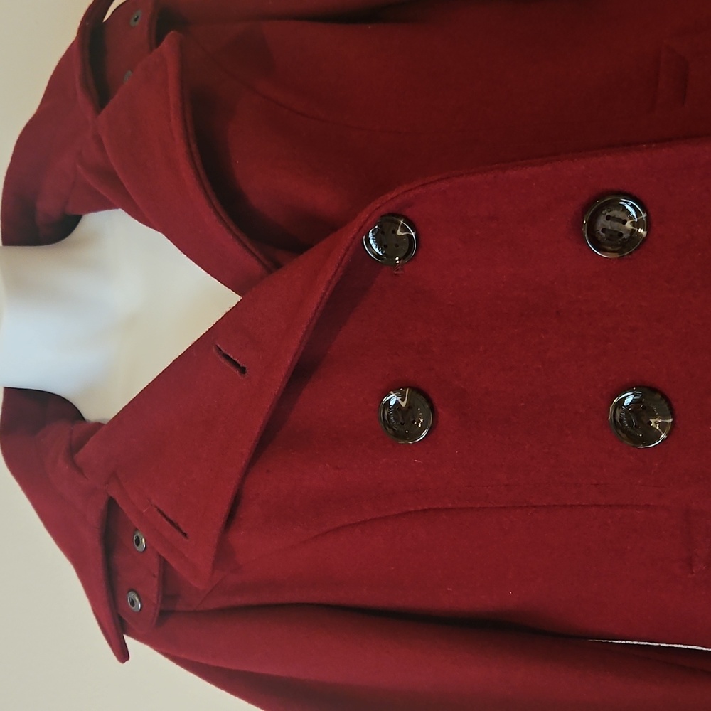 Calvin Klein Double-Breasted Peacoat - Deep Red - Picture 2 of 15
